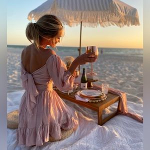 Dusty rose, off the shoulder mini dress